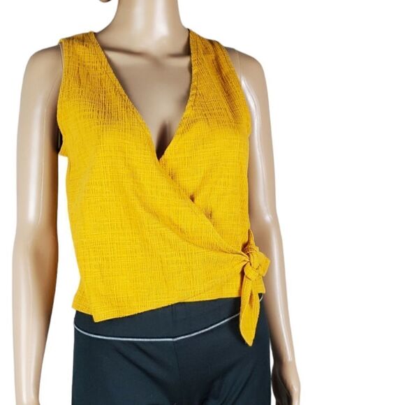NWT Madewell Mustard Wrap Top - Picture 1 of 5